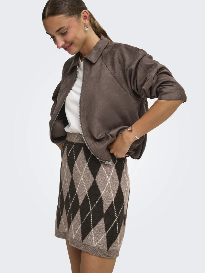 JDYBIANKA HW SKIRT KNT, Chocolate Torte/Argyle