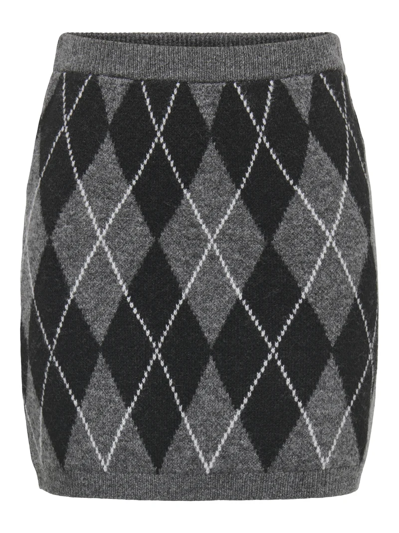 JDYBIANKA HW SKIRT KNT, Dark Grey Melange/Argyle