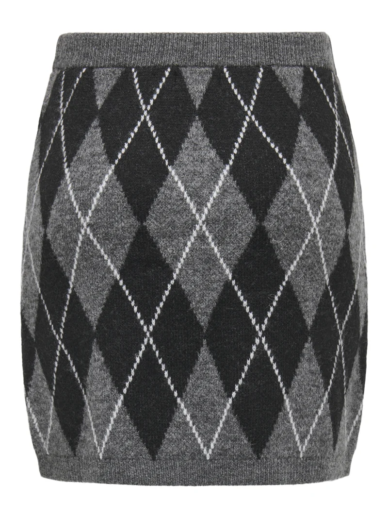 JDYBIANKA HW SKIRT KNT, Dark Grey Melange/Argyle