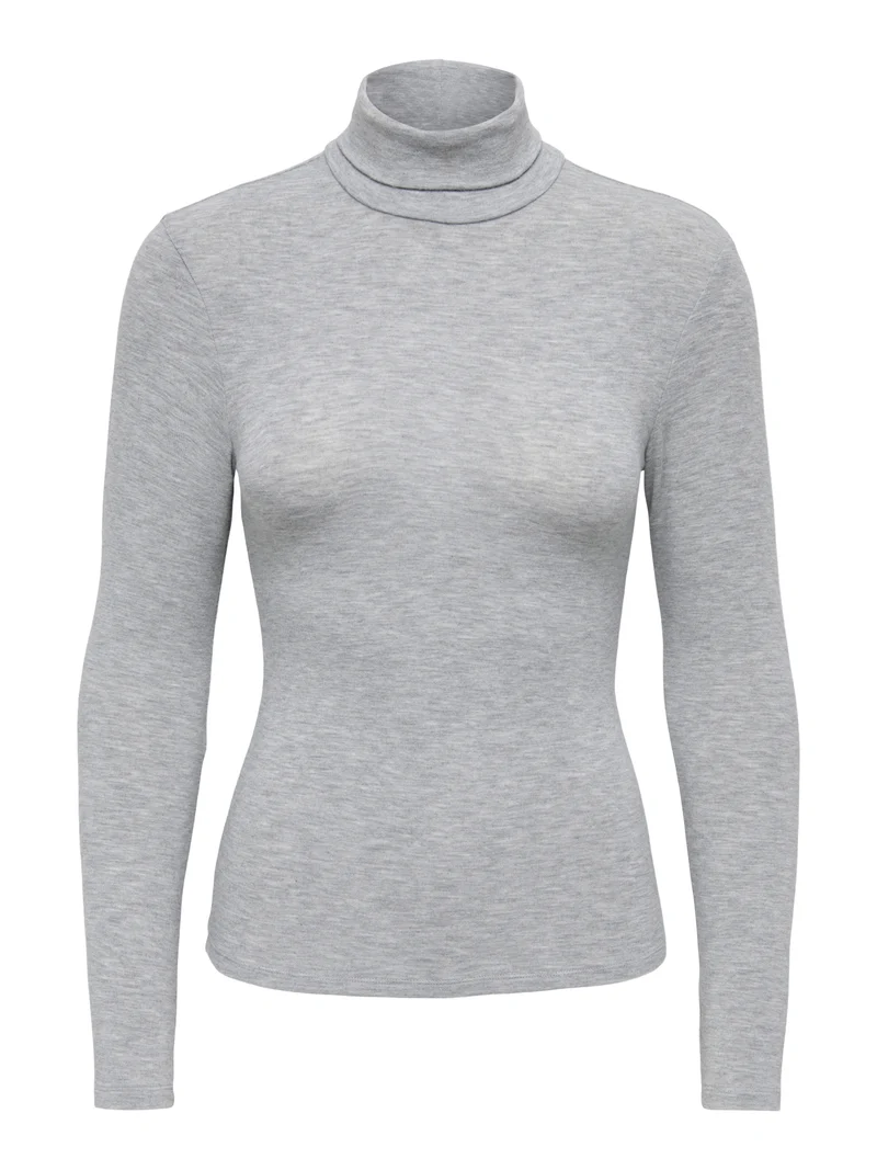 ONLGLAMOUR L/S ROLL-NECK TOP JRS NO, Light Grey Melange