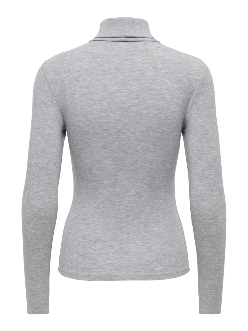 ONLGLAMOUR L/S ROLL-NECK TOP JRS NO, Light Grey Melange