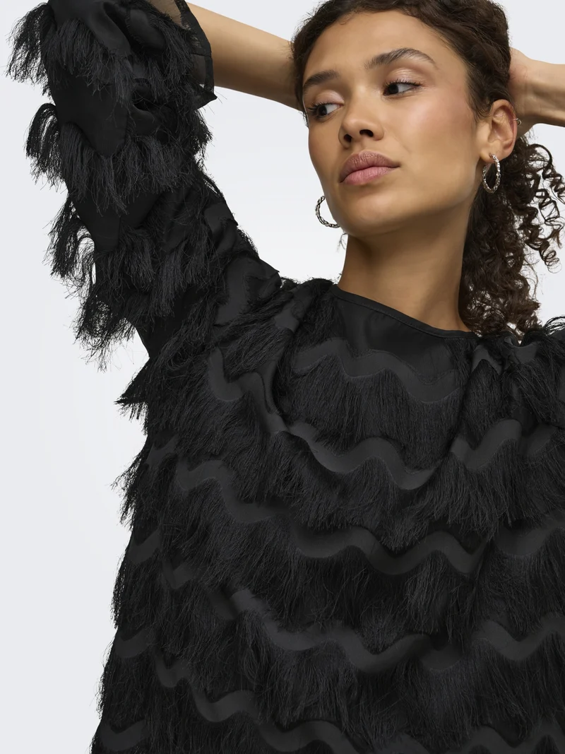 JDYKESHA L/S TOP WVN, Black