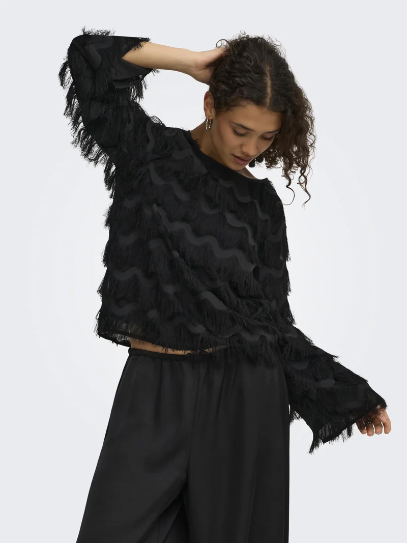 JDYKESHA L/S TOP WVN, Black