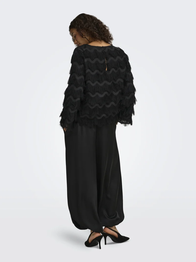 JDYKESHA L/S TOP WVN, Black