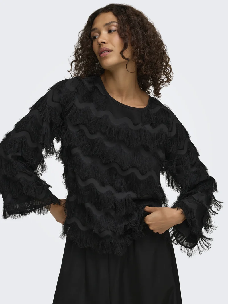 JDYKESHA L/S TOP WVN, Black