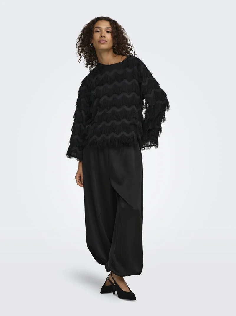 JDYKESHA L/S TOP WVN, Black