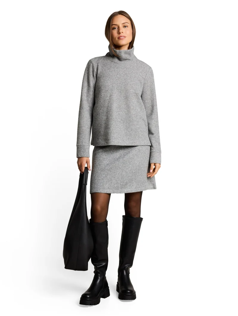 Sweatshirt wide roll neck cosy, soft grey melange