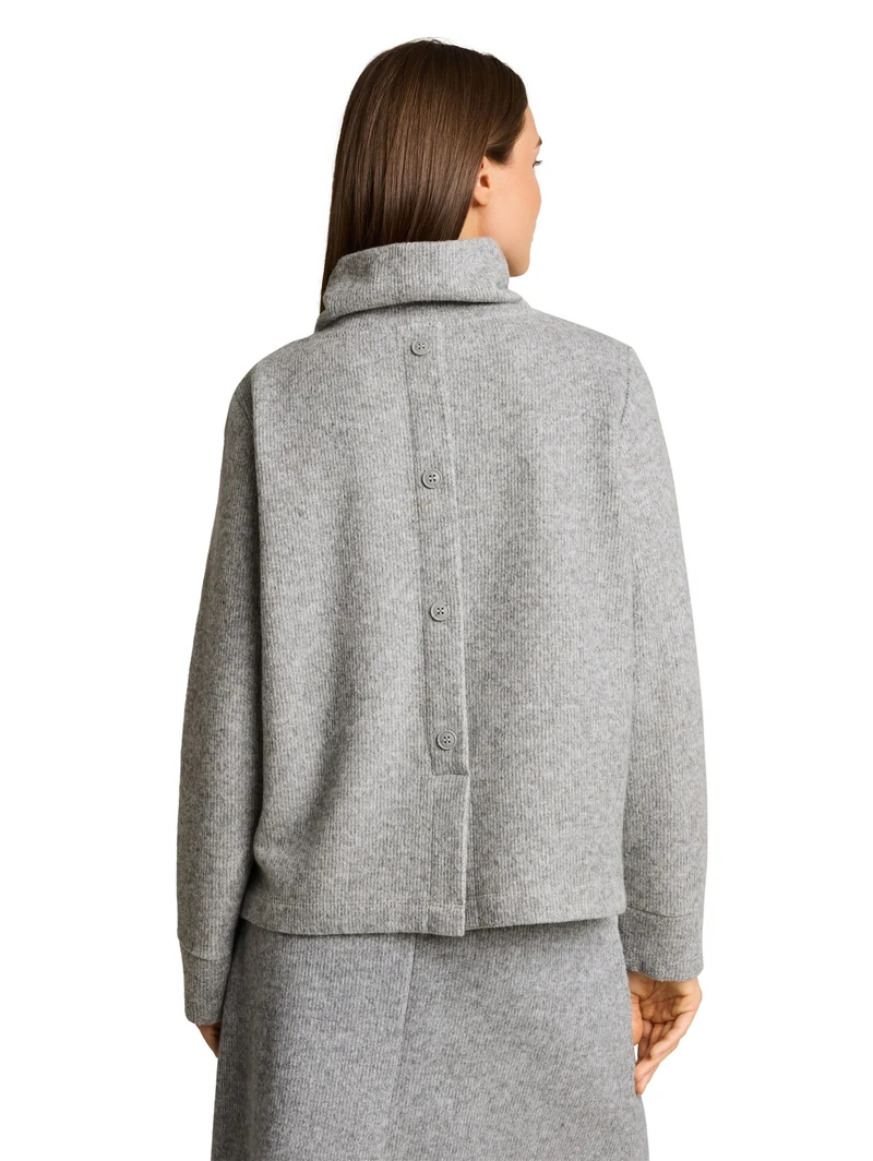 Sweatshirt wide roll neck cosy, soft grey melange