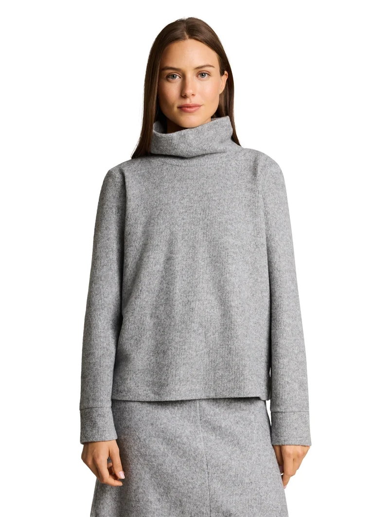 Sweatshirt wide roll neck cosy, soft grey melange
