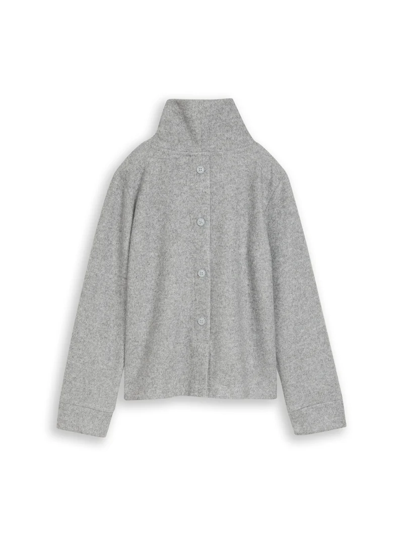 Sweatshirt wide roll neck cosy, soft grey melange
