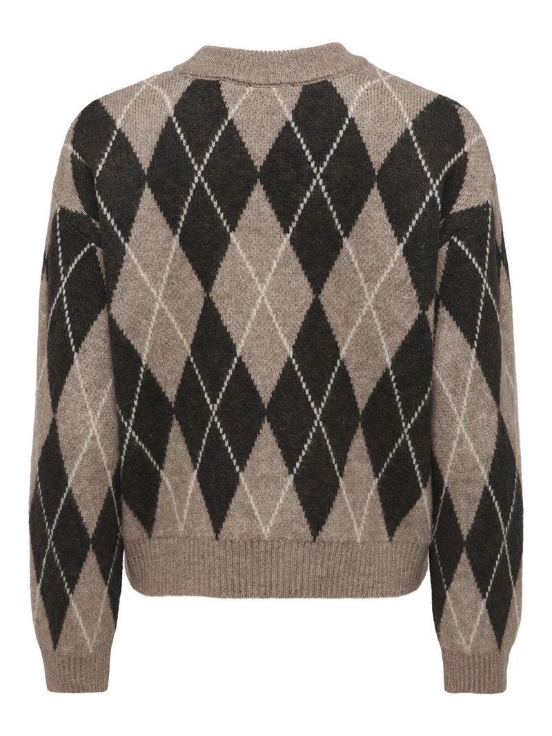 JDYBIANKA L/S ARGYLE PULLOVER KNT N, Chocolate Torte/Argyle