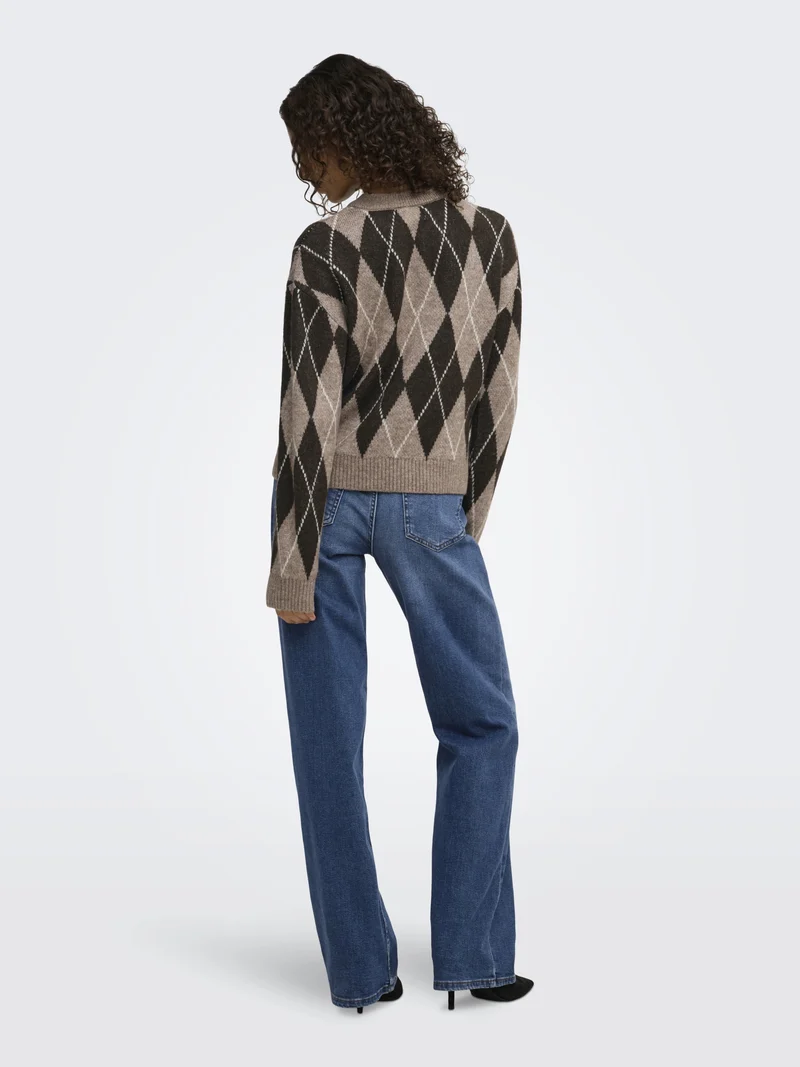JDYBIANKA L/S ARGYLE PULLOVER KNT N, Chocolate Torte/Argyle