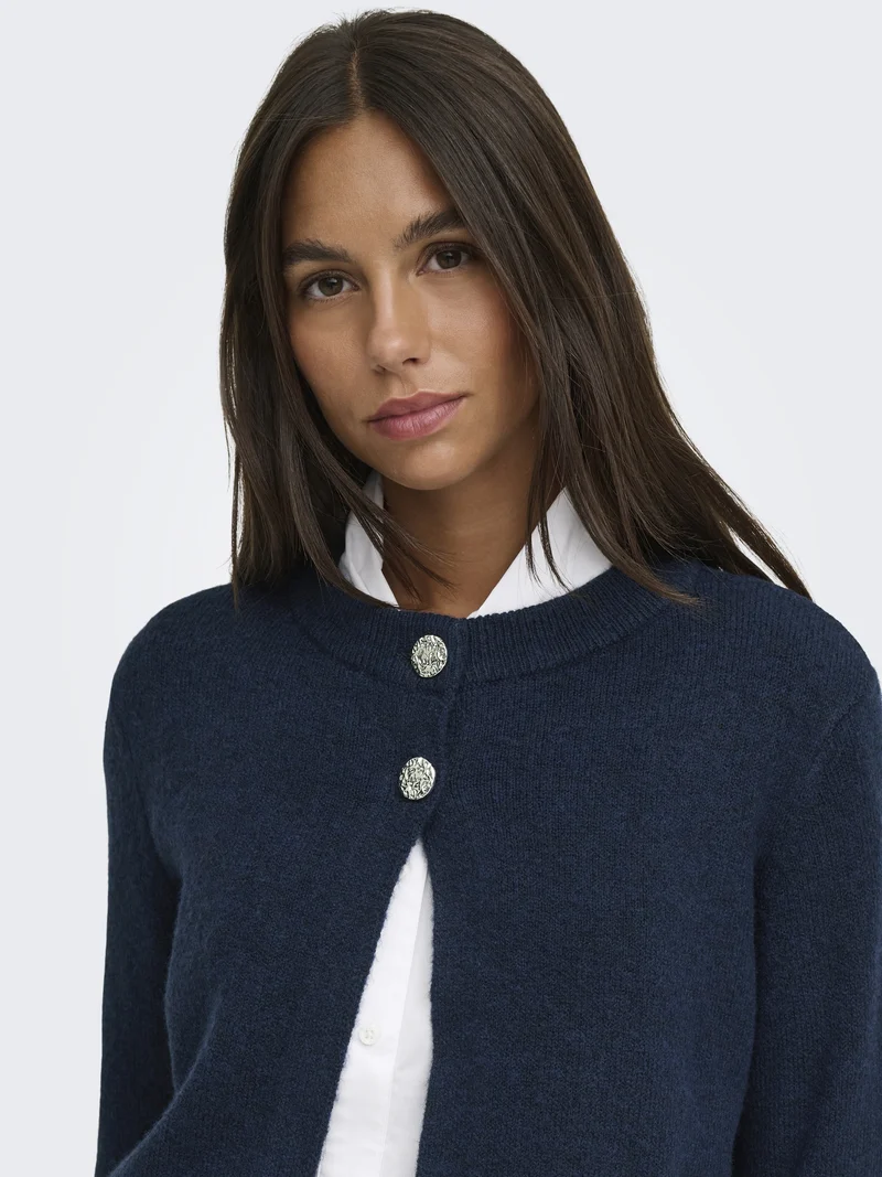 JDYSUPER 2/4 CARDIGAN KNT NOOS, Navy Blazer/SILVER BUTTON