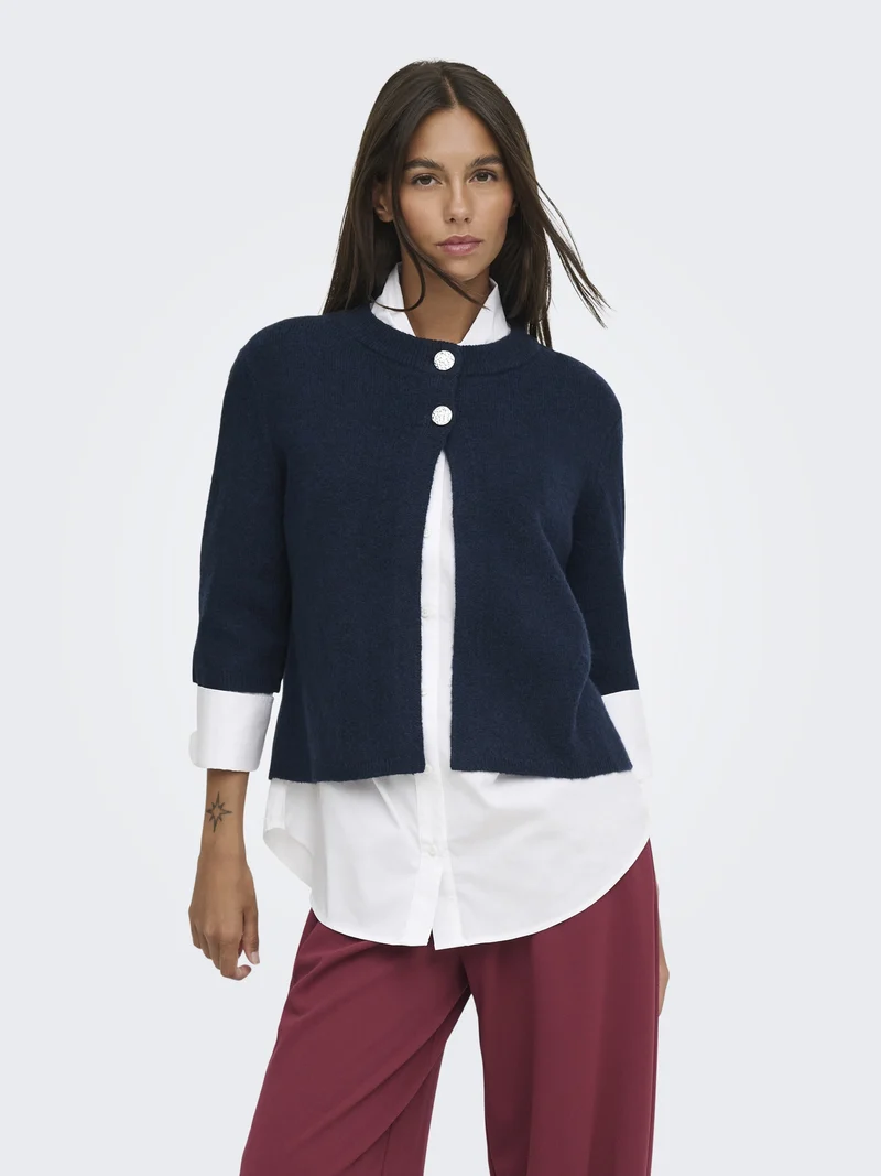 JDYSUPER 2/4 CARDIGAN KNT NOOS, Navy Blazer/SILVER BUTTON