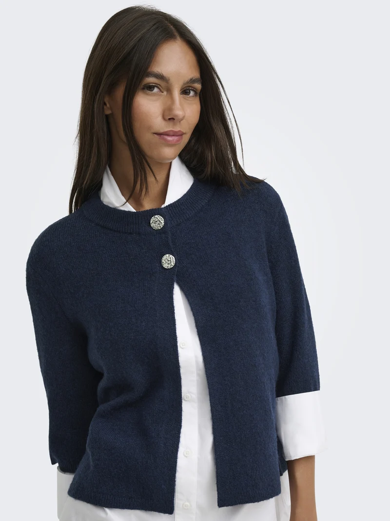 JDYSUPER 2/4 CARDIGAN KNT NOOS, Navy Blazer/SILVER BUTTON