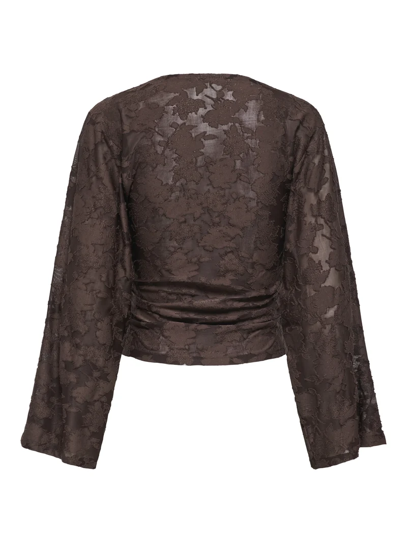 ONLNADIA L/S RUCHING TOP JRS, Coffee Bean