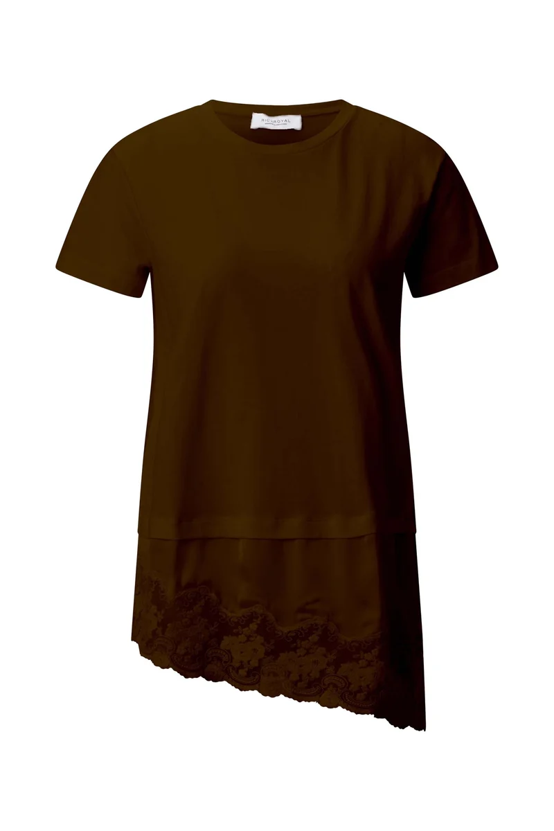 T-Shirt with Lace Detail, chocolate torte