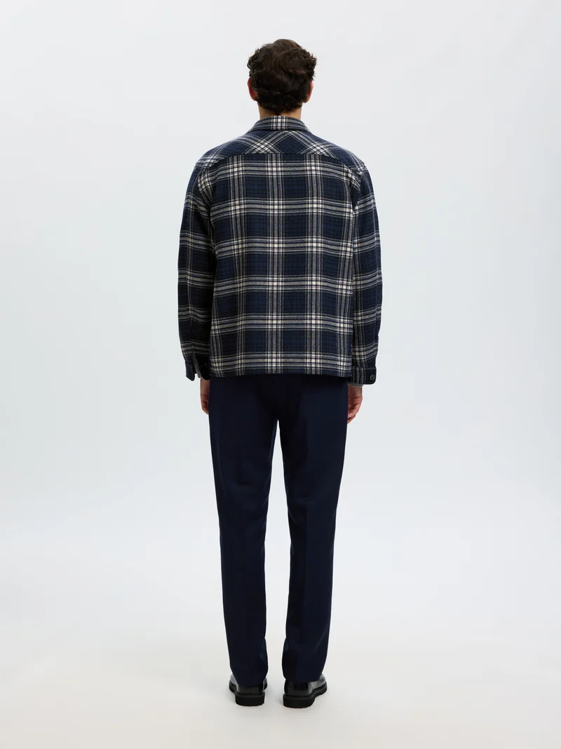 SLMOLE PABLO WOOL BLEND OVERSHIRT N, Sky Captain/Egret / Black