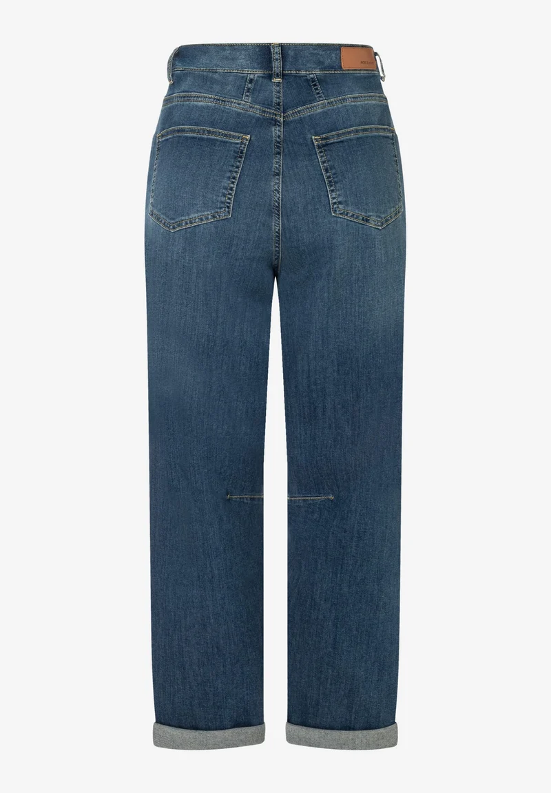 Blue Denim Barrel Leg Jeans, middle blue denim