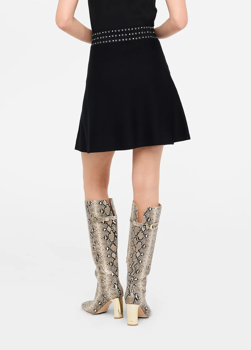 Knit Miniskirt with Rhinestones