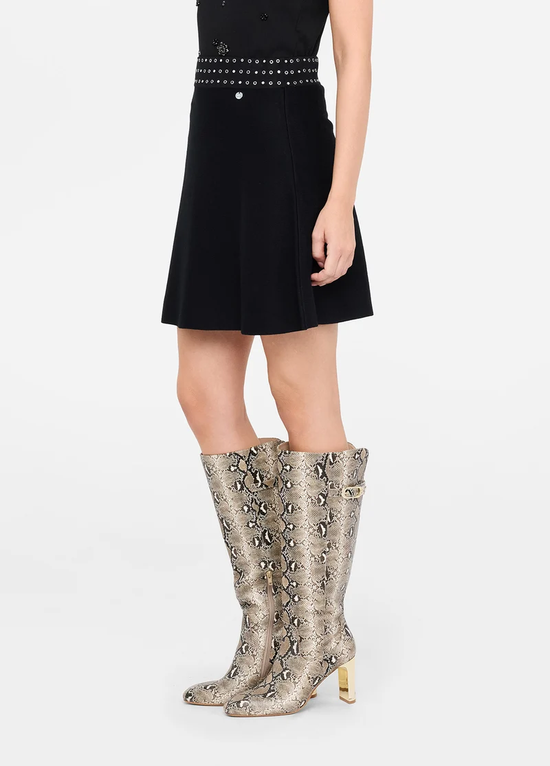 Knit Miniskirt with Rhinestones