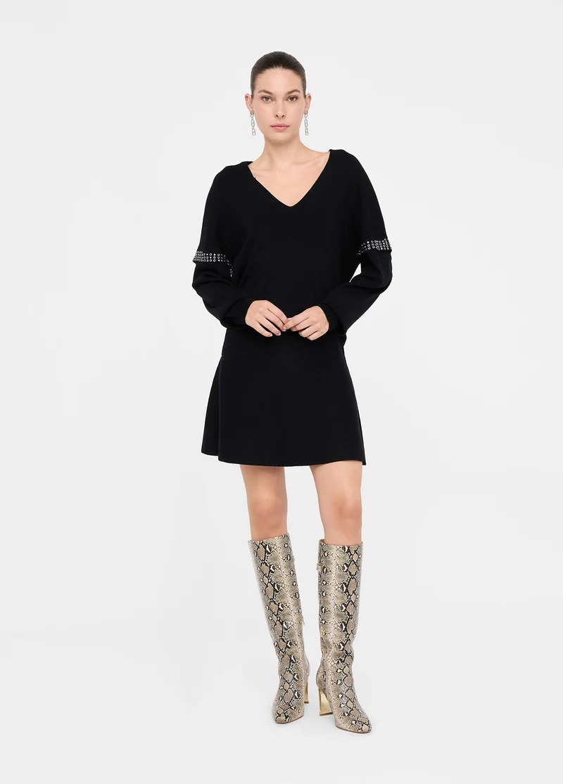Knit Miniskirt with Rhinestones