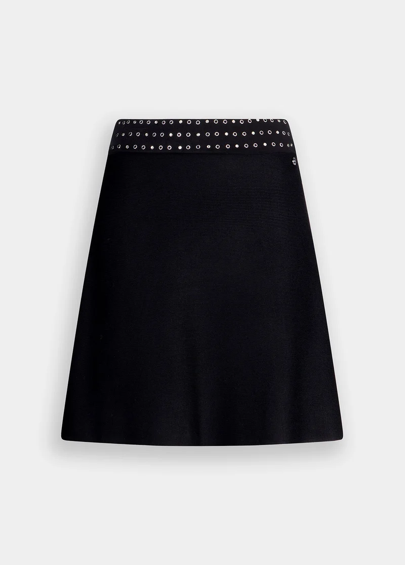 Knit Miniskirt with Rhinestones