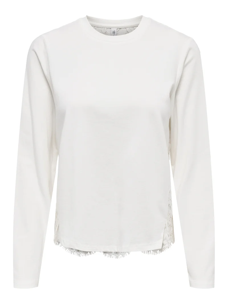 ONLLANIA L/S LACE TOP CS JRS, Cloud Dancer