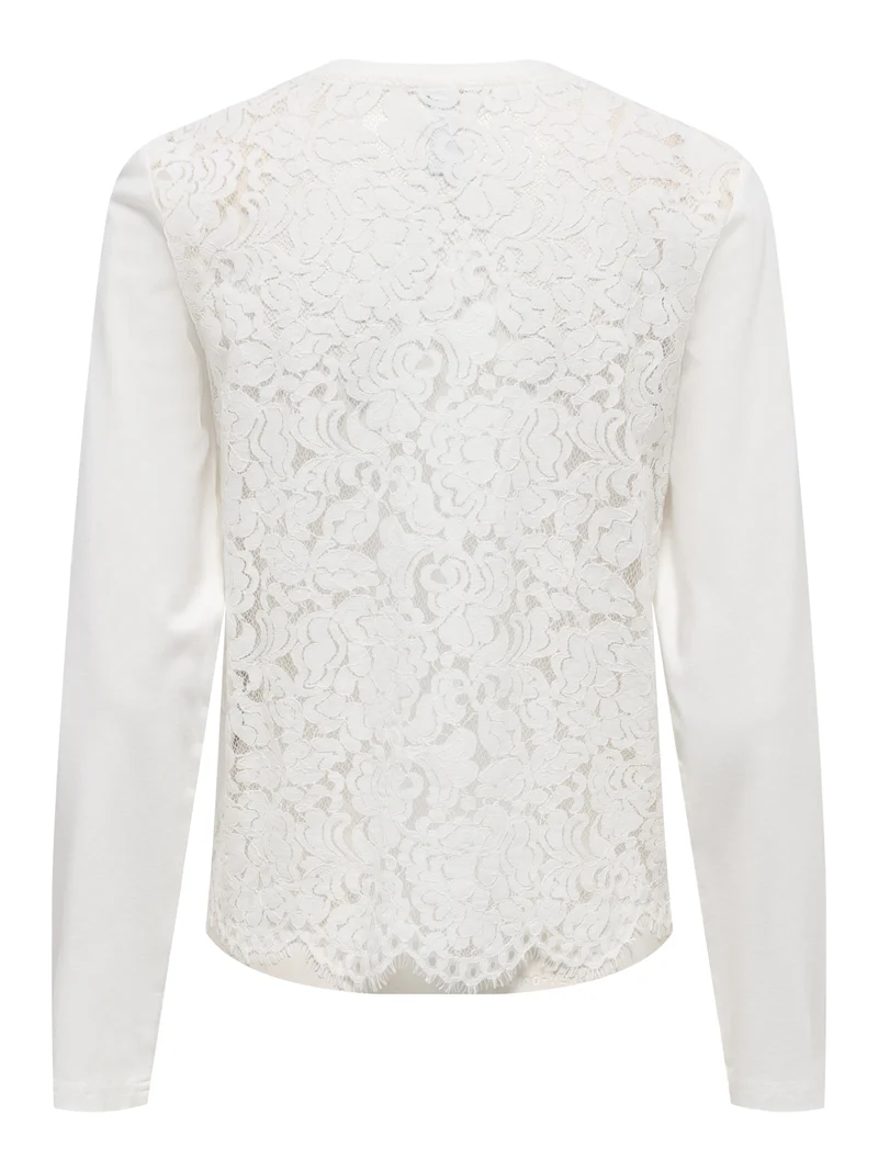 ONLLANIA L/S LACE TOP CS JRS, Cloud Dancer