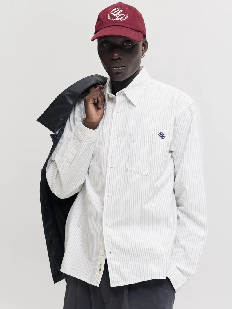 JORFREDERIKSBERG OXFORD SHIRT LS SN, Snow White/STRIPES