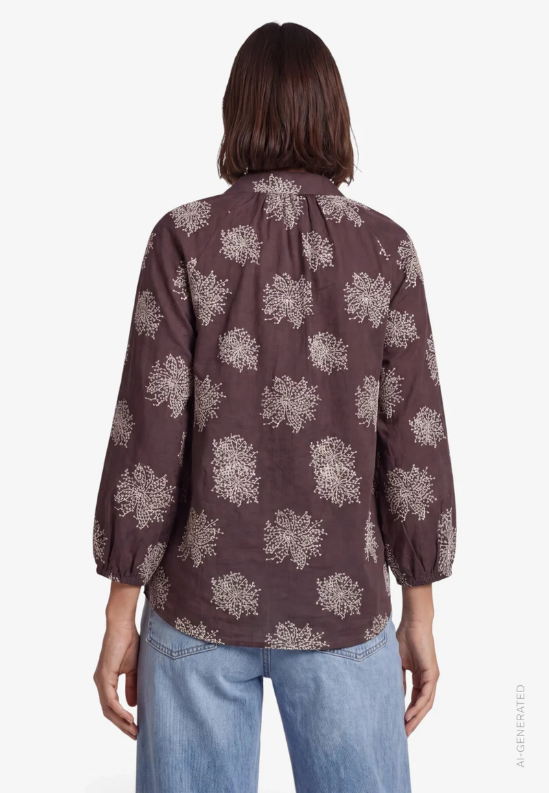 Bluse Lang 1/1 Arm, Brown/Beige