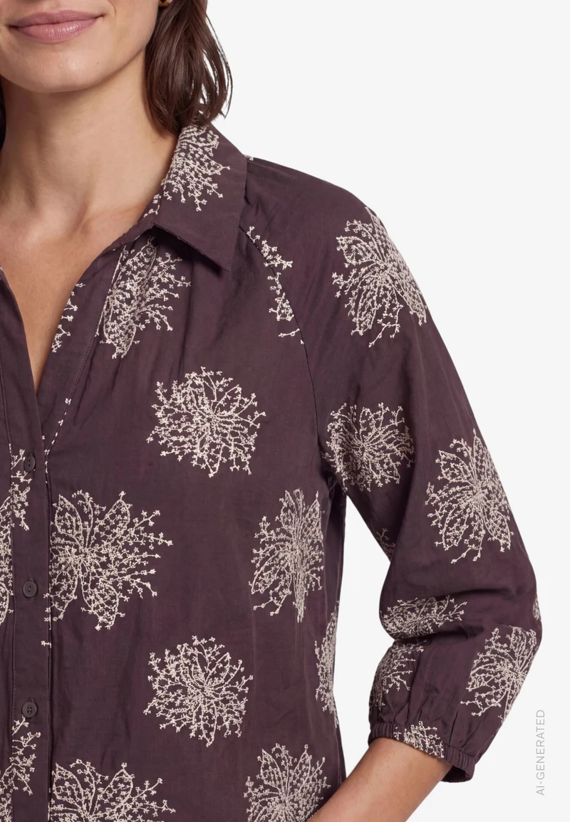 Bluse Lang 1/1 Arm, Brown/Beige