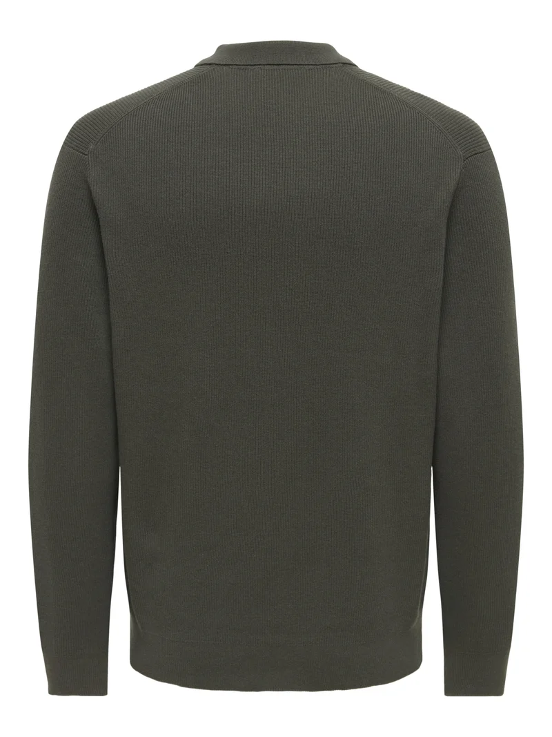 ONSPHIL REG 12 HALF ZIP POLO KNIT, Beluga