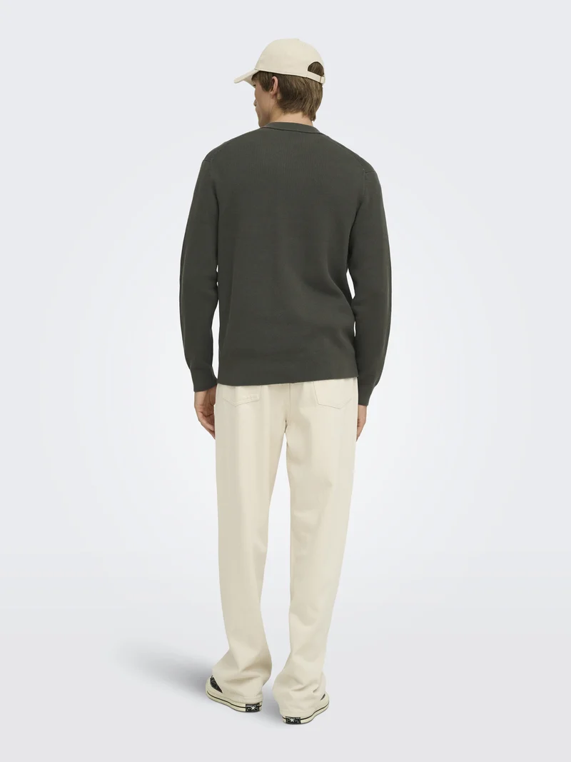 ONSPHIL REG 12 HALF ZIP POLO KNIT, Beluga