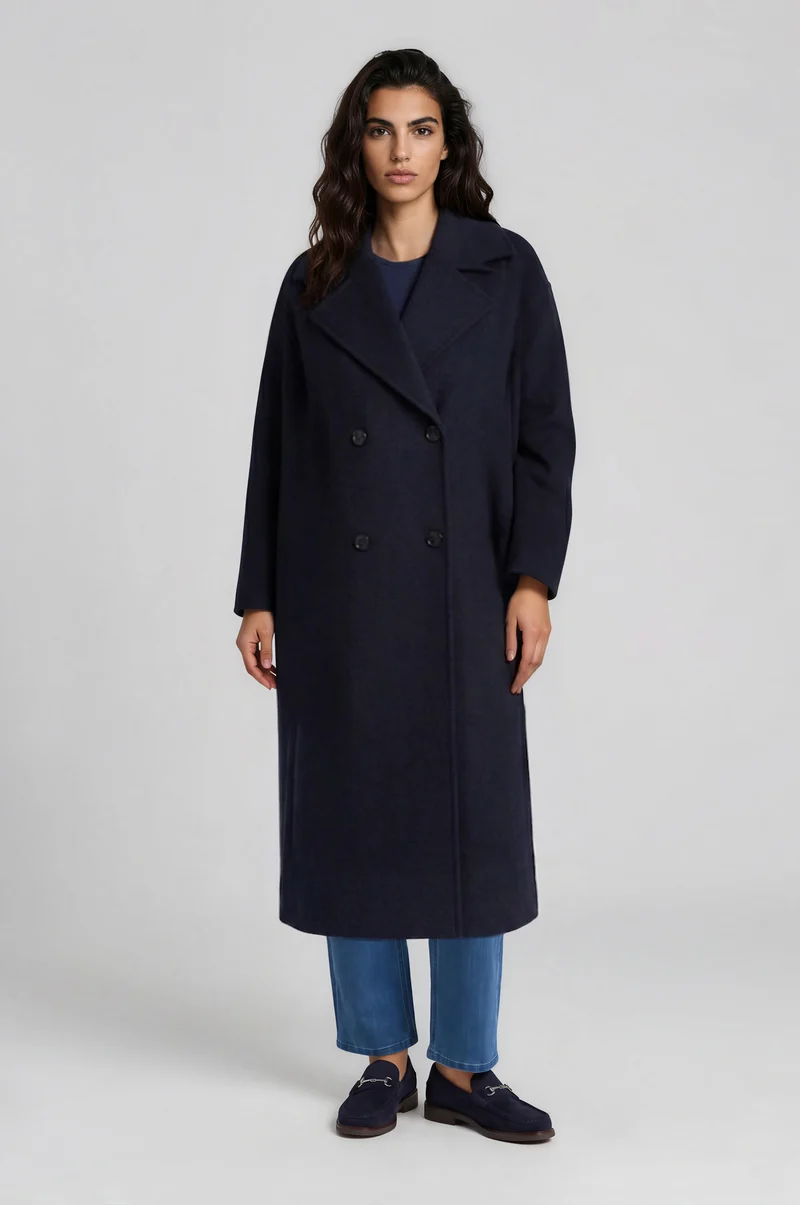 OVERSIZED COAT W LAPEL COLLAR 1/1 S, NAVY