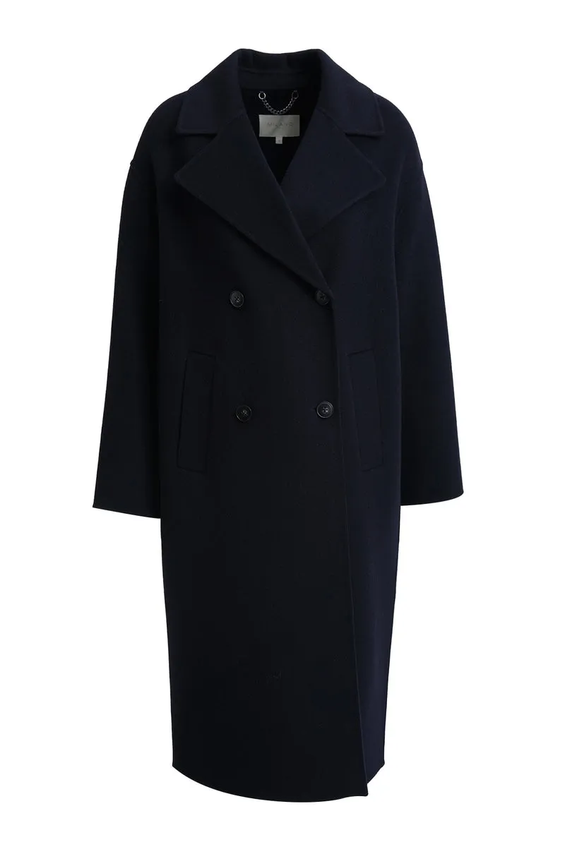 OVERSIZED COAT W LAPEL COLLAR 1/1 S, NAVY