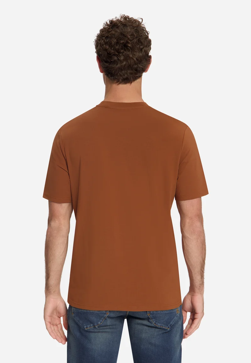 T-Shirt Crewneck Solid Basic Stretch, Caramel