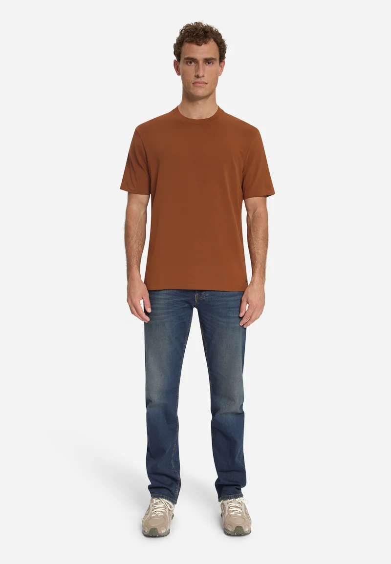 T-Shirt Crewneck Solid Basic Stretch, Caramel