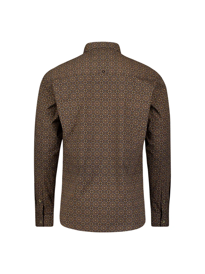 Shirt Stretch Allover Printed, Caramel