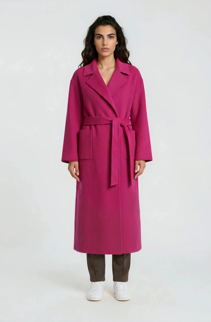 OVERSIZED COAT W LAPEL COLLAR 1/1 S, FUCHSIA