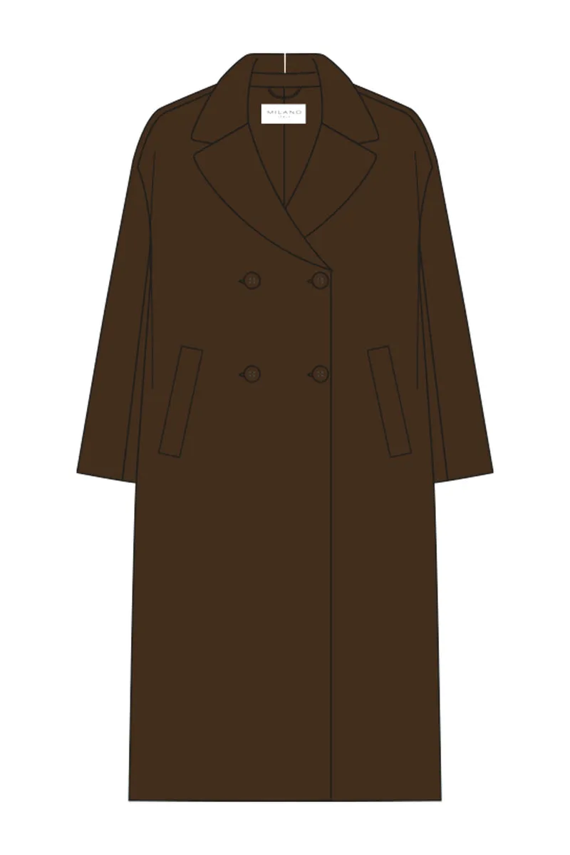 OVERSIZED COAT W LAPEL COLLAR 1/1 S, MOCCA
