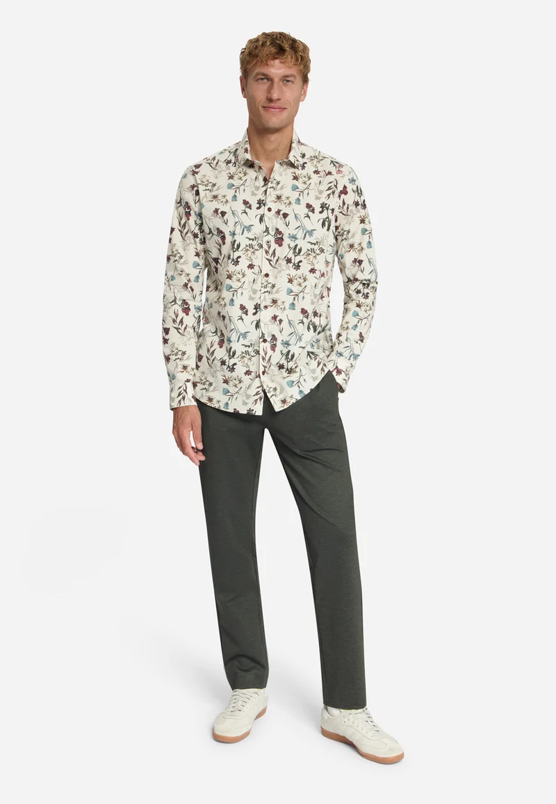 Shirt Stretch Allover Printed, Stone