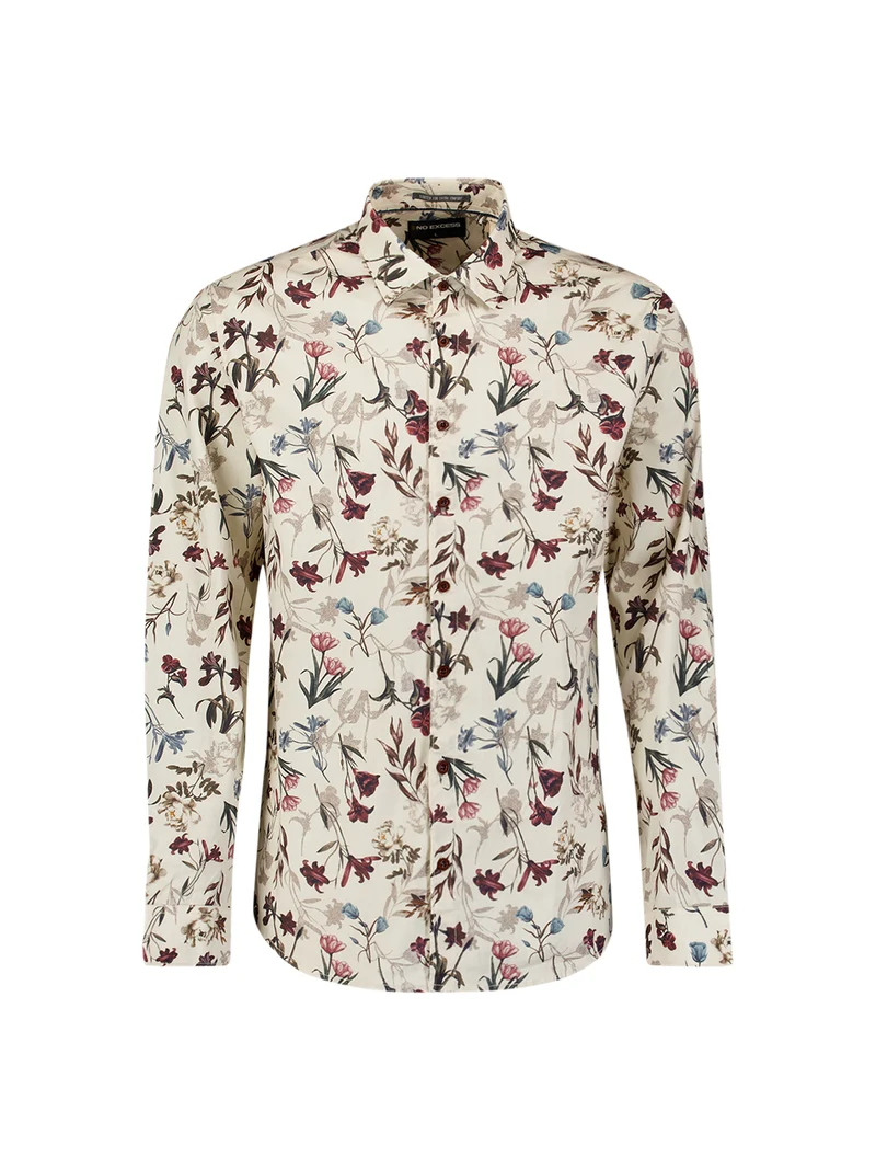 Shirt Stretch Allover Printed, Stone