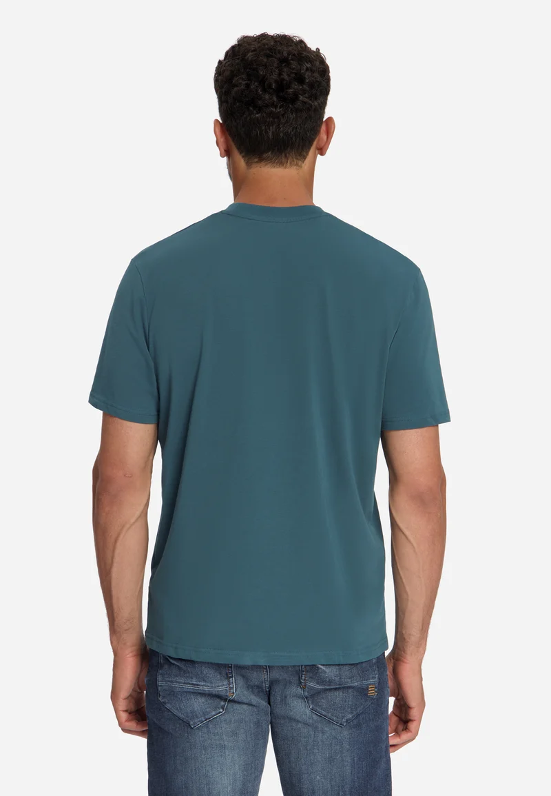 T-Shirt Crewneck Solid Basic Stretch, Shadow Blue