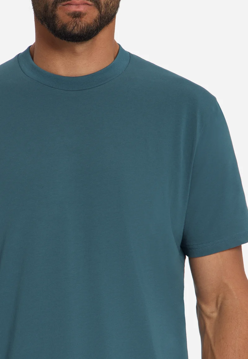 T-Shirt Crewneck Solid Basic Stretch, Shadow Blue