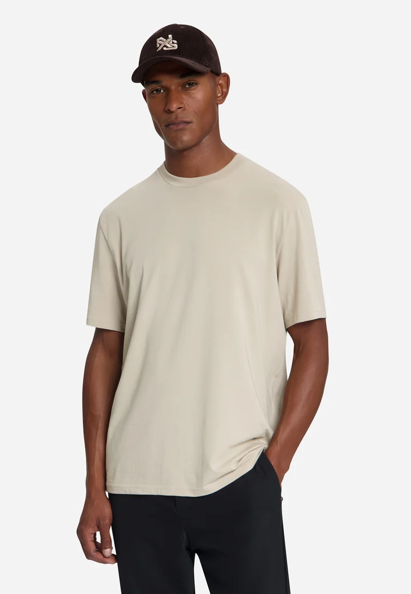 T-Shirt Crewneck Solid Basic Stretch, Cement