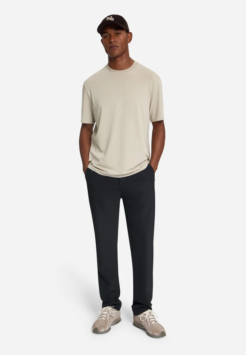 T-Shirt Crewneck Solid Basic Stretch, Cement
