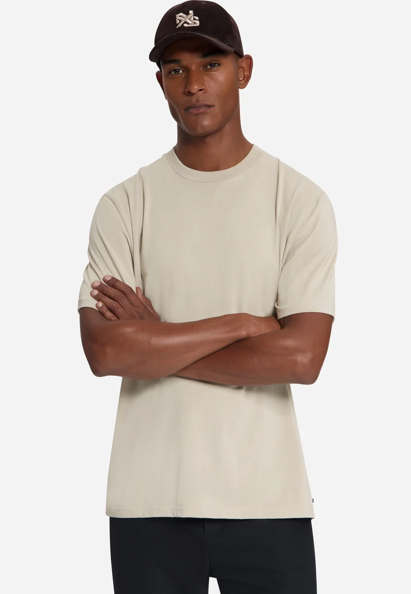T-Shirt Crewneck Solid Basic Stretch, Cement