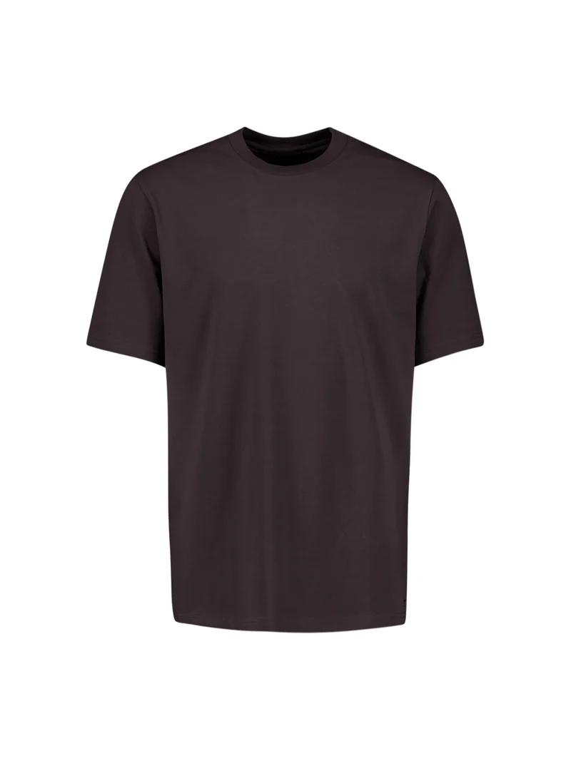 T-Shirt Crewneck Solid Basic Stretch, Dark Brown