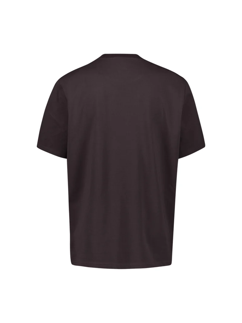 T-Shirt Crewneck Solid Basic Stretch, Dark Brown
